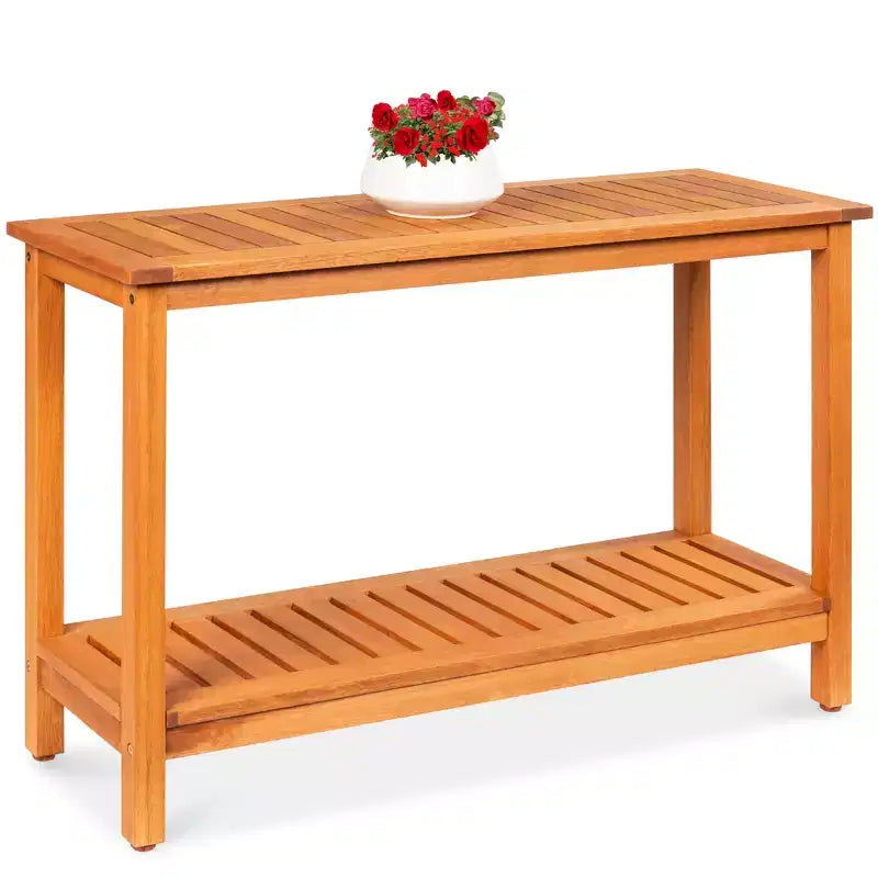 Table console en bois à 2 étagères de 122 cm pour intérieur et extérieur, buffet multifonctionnel, rangement de bar