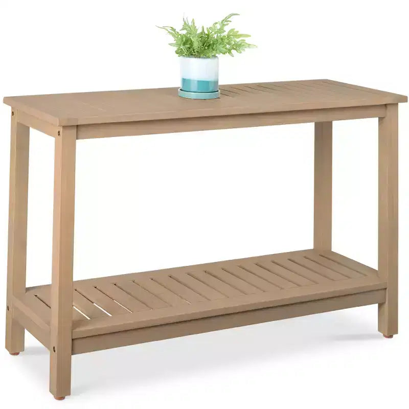 Table console en bois à 2 étagères de 122 cm pour intérieur et extérieur, buffet multifonctionnel, rangement de bar
