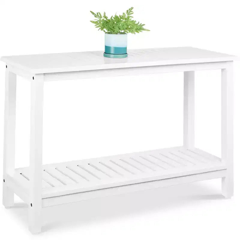 Table console en bois à 2 étagères de 122 cm pour intérieur et extérieur, buffet multifonctionnel, rangement de bar