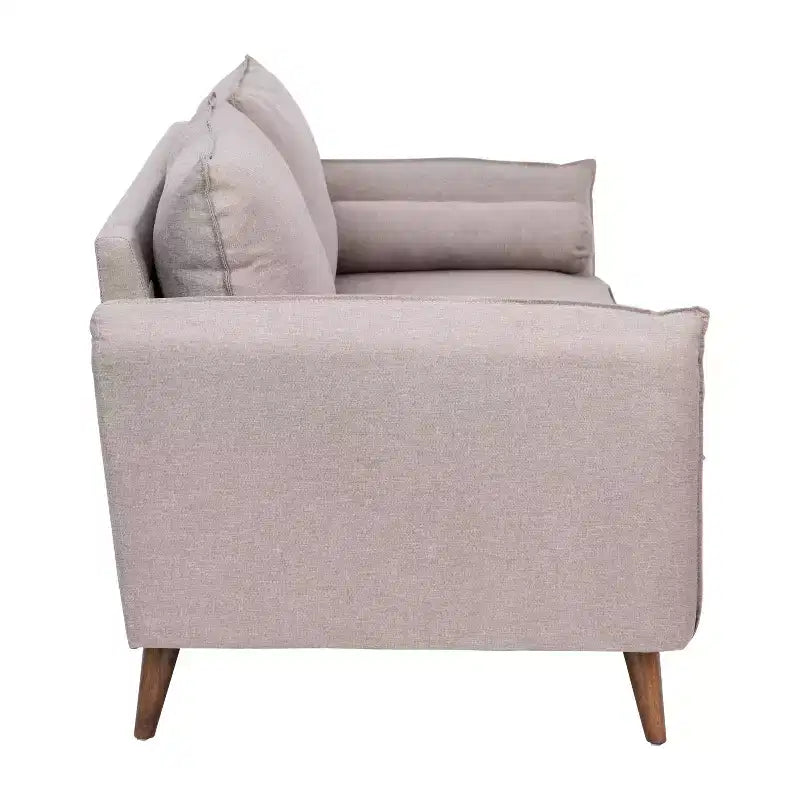 Canapé capitonné de style Mid-Century Modern avec ressorts ensachés, pieds en bois et coussins de dossier amovibles