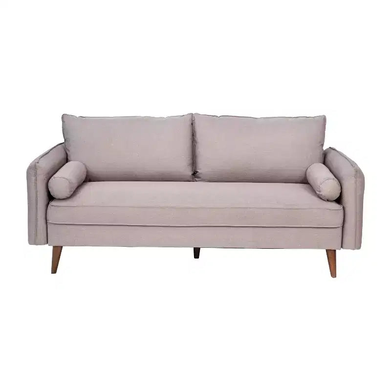 Canapé capitonné de style Mid-Century Modern avec ressorts ensachés, pieds en bois et coussins de dossier amovibles