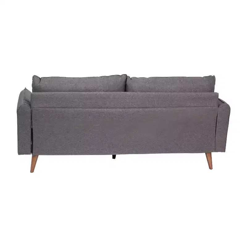 Canapé capitonné de style Mid-Century Modern avec ressorts ensachés, pieds en bois et coussins de dossier amovibles