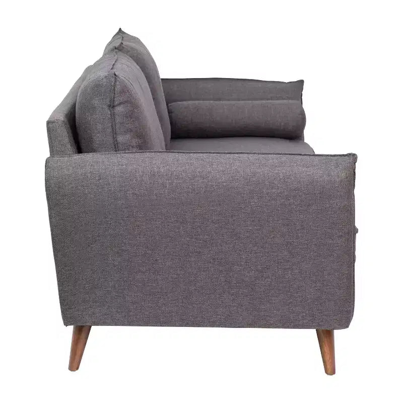 Canapé capitonné de style Mid-Century Modern avec ressorts ensachés, pieds en bois et coussins de dossier amovibles