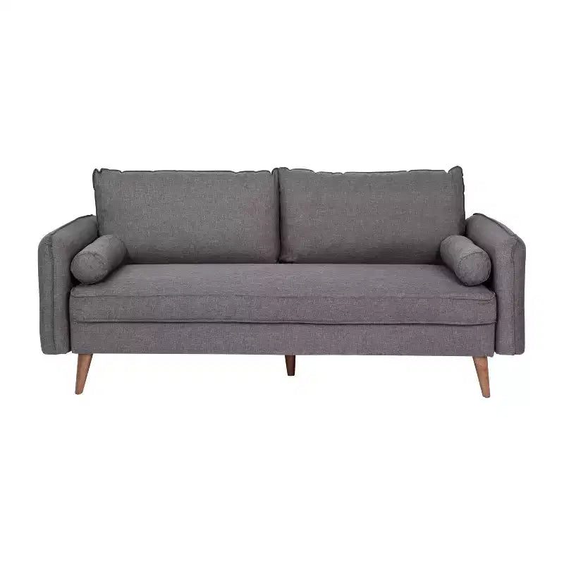 Canapé capitonné de style Mid-Century Modern avec ressorts ensachés, pieds en bois et coussins de dossier amovibles