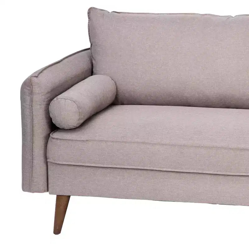 Canapé capitonné de style Mid-Century Modern avec ressorts ensachés, pieds en bois et coussins de dossier amovibles