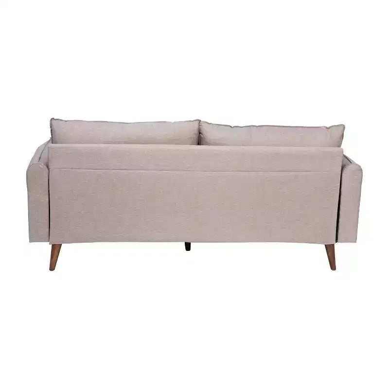 Canapé capitonné de style Mid-Century Modern avec ressorts ensachés, pieds en bois et coussins de dossier amovibles