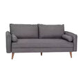Canapé capitonné de style Mid-Century Modern avec ressorts ensachés, pieds en bois et coussins de dossier amovibles