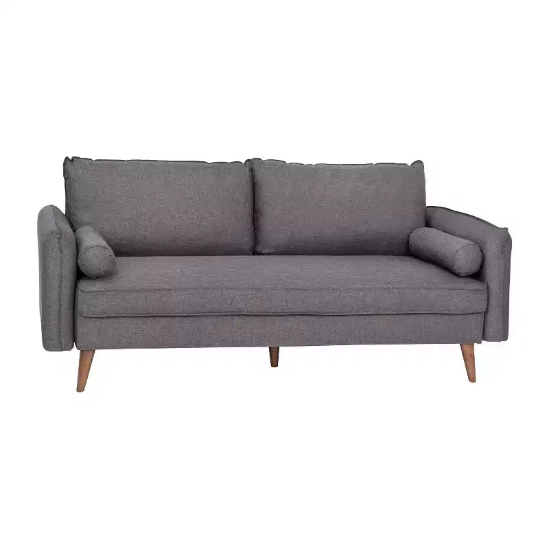 Canapé capitonné de style Mid-Century Modern avec ressorts ensachés, pieds en bois et coussins de dossier amovibles