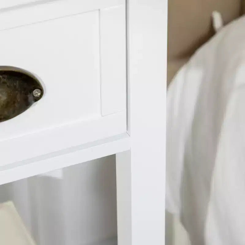 Table d'appoint avec tiroir, table d'appoint étroite avec étagère inférieure, pour salon ou chambre à coucher Blanc