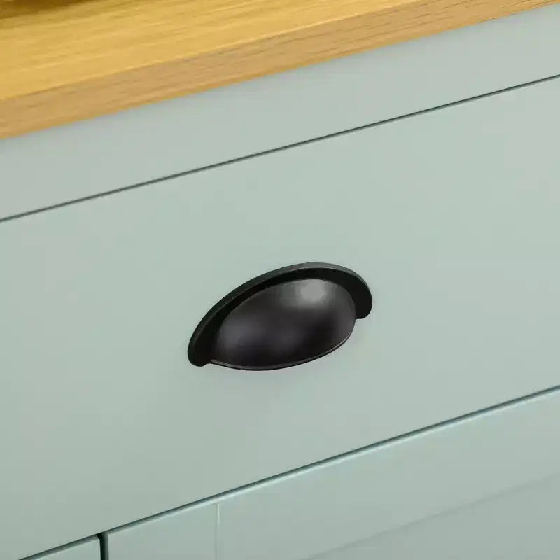 71 Meuble de rangement autonome, Buffet de cuisine avec huche, Armoire de rangement moderne avec tiroirs, portes vitrées et étagères réglables, Vert clair