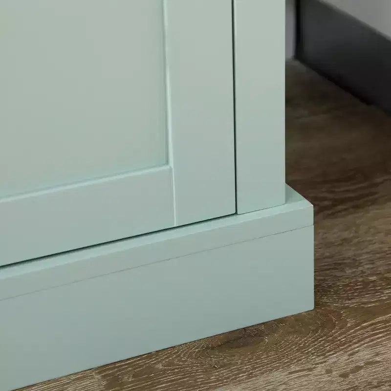 71 Meuble de rangement autonome, Buffet de cuisine avec huche, Armoire de rangement moderne avec tiroirs, portes vitrées et étagères réglables, Vert clair