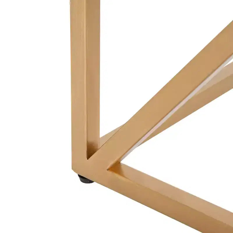 Table basse carrée en MDF, 71x71x46 cm, Blanc et doré